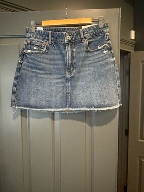 American Eagle Outfitters Distressed Blue Denim Mini Skirt